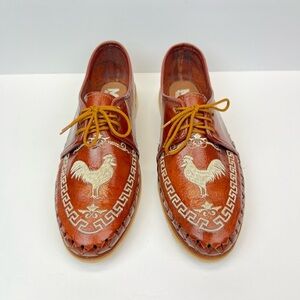 Artisan Brown Leather Oxfords with Rooster Design Mens US 10 MX 29